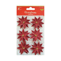 Handmade Flower Christmas Pretty Poinsettia - Red, 6pc