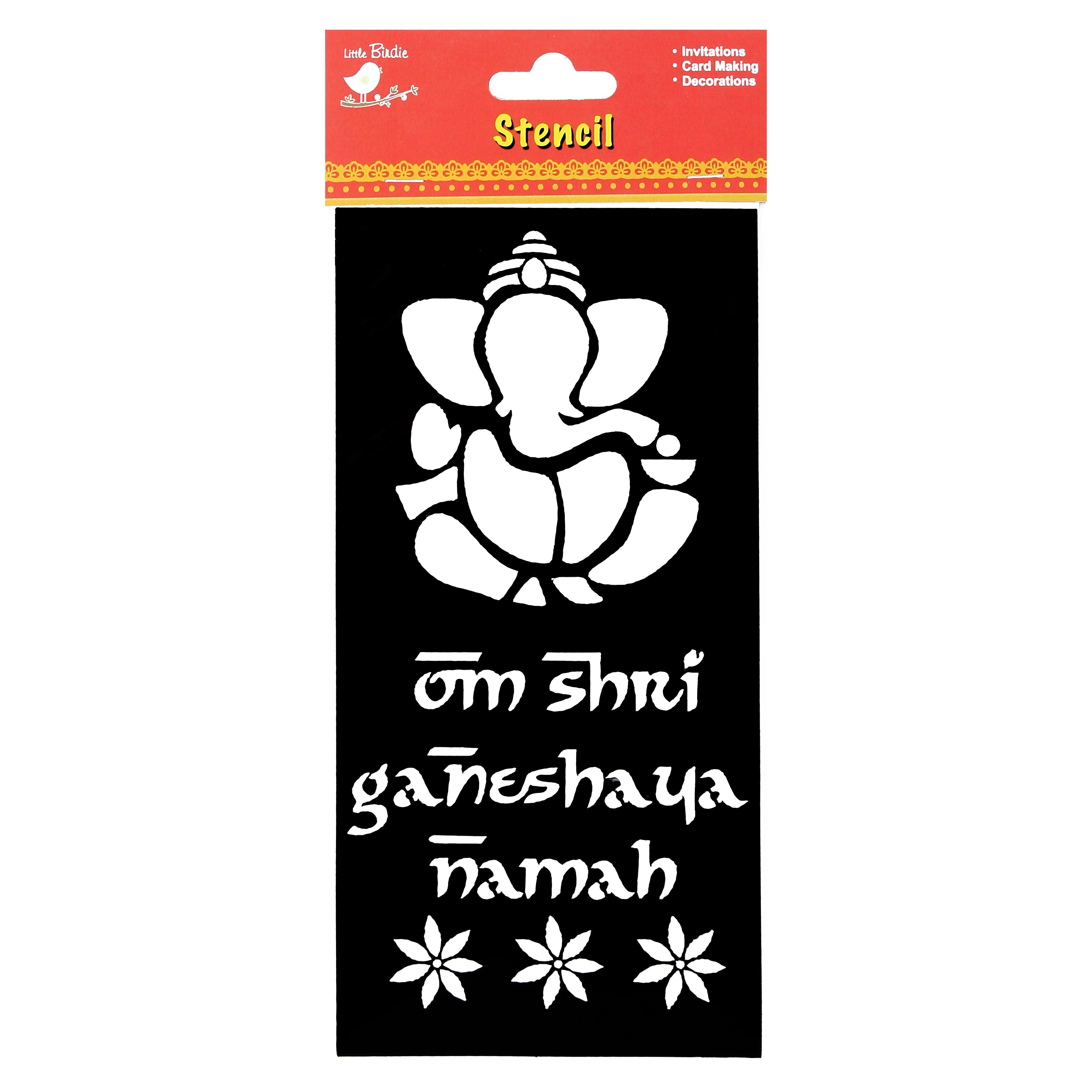 Stencil Ganesha With Words 1pc