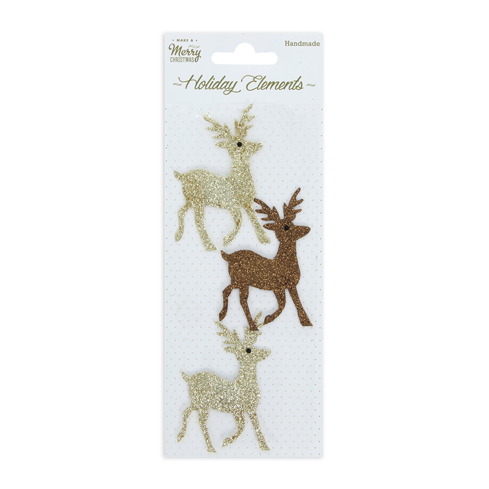 Itsy Bitsy CHRISTMAS 3D MINI GLITTER EMB REINDEERS 3PCS PBCI IB