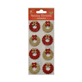 Itsy Bitsy Christmas Stickers - Glitter Wreath, Red and Gold, 8 pc