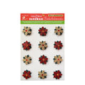 Itsy Bitsy Christmas Stickers - 3D Mini Glitter Poinsettia, Gold and Red, 12pc