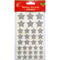 Christmas Glitter Sticker Stickers - Silver Stars, 33Pcs