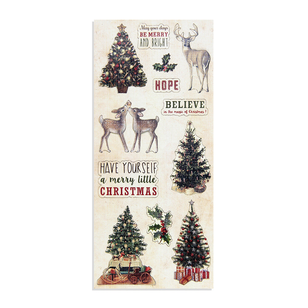 Itsy Bitsy Christmas Vintage Sticker Emb Tree 1Pk
