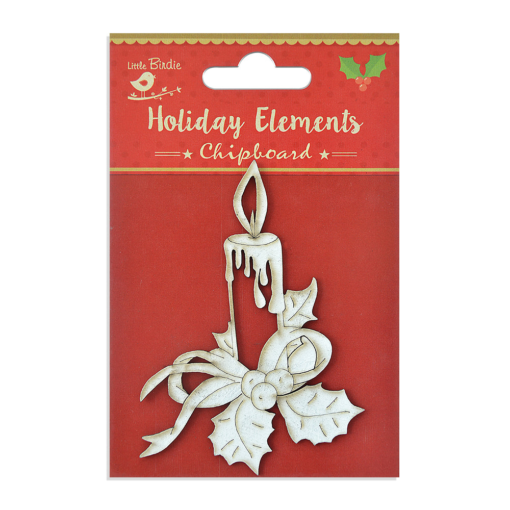 Itsy Bitsy Christmas Chipboard Shape Decorative Candle 1Pc
