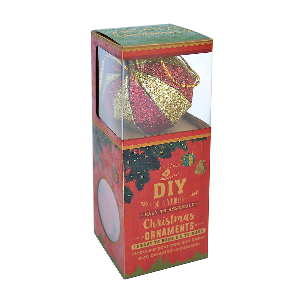 Itsy Bitsy Christmas DIY Ornaments Round Bauble 2inch, 6pcs -Gold & Red