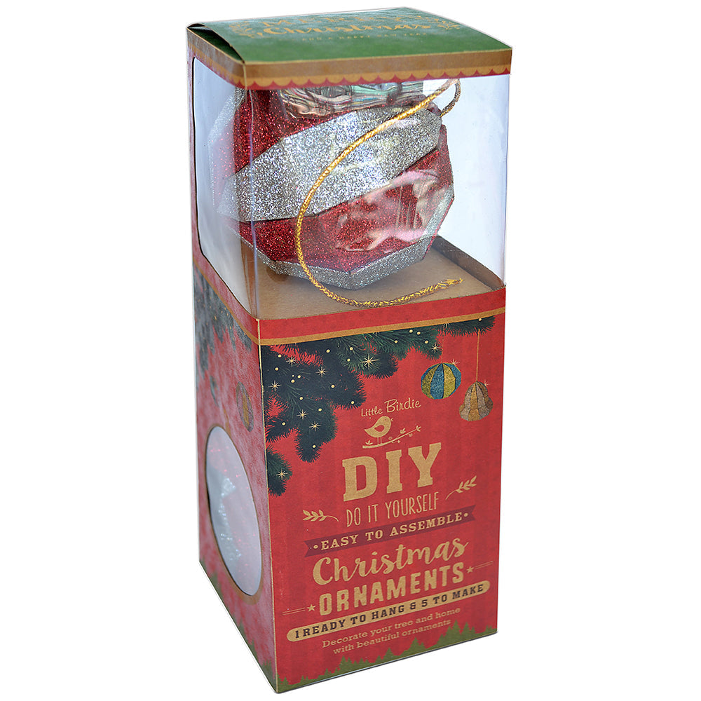 Itsy Bitsy Christmas DIY Ornaments Round Bauble 3inch, 6pcs -Red & Silver