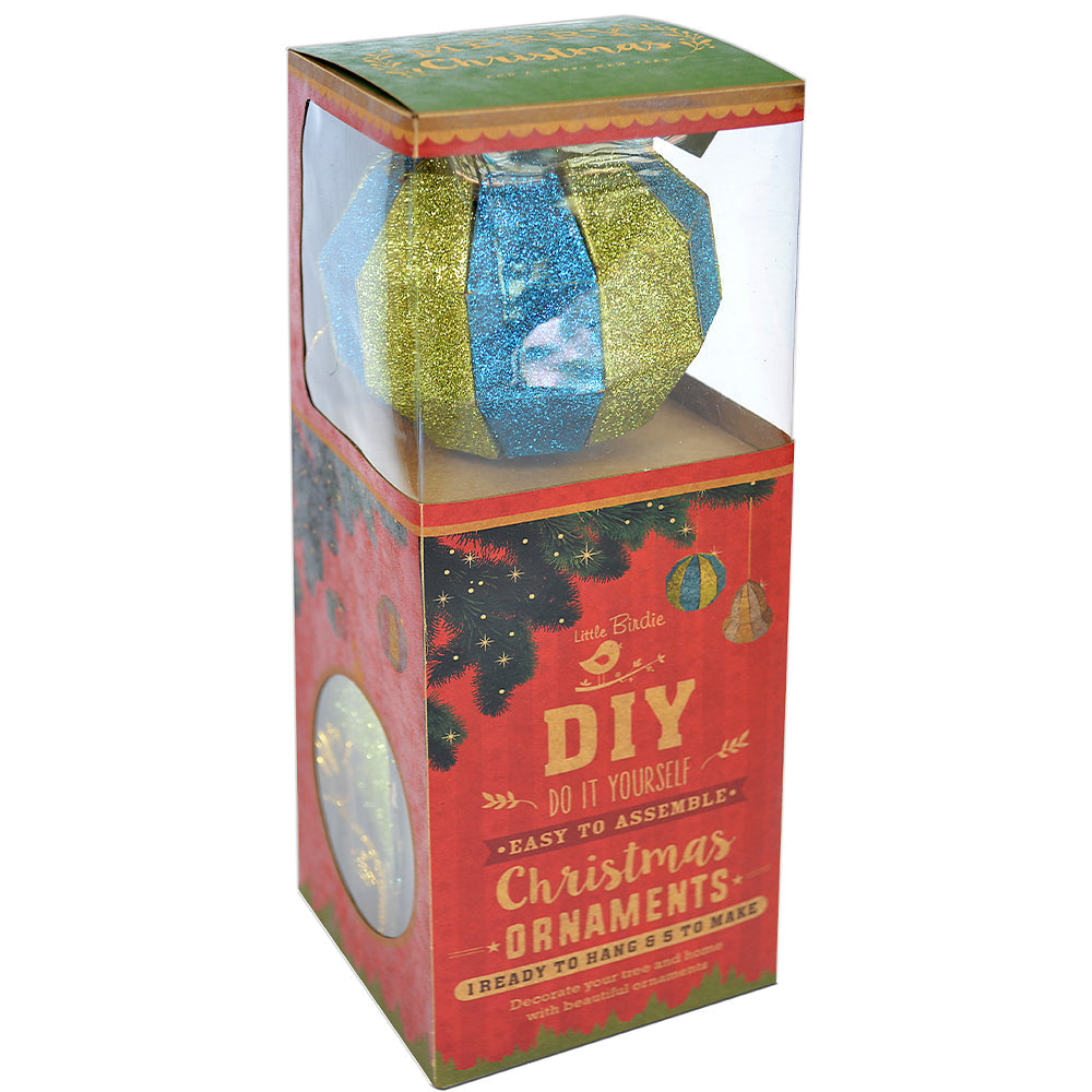 Itsy Bitsy Christmas DIY Ornaments Round Bauble 3inch, 6pcs -Green & Blue