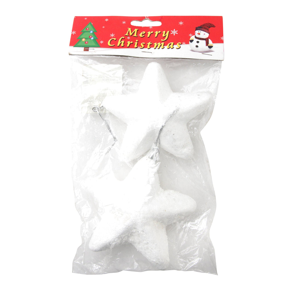 X-Mas Decorative Hanging Snow White Stars Big 2Pcs Pb