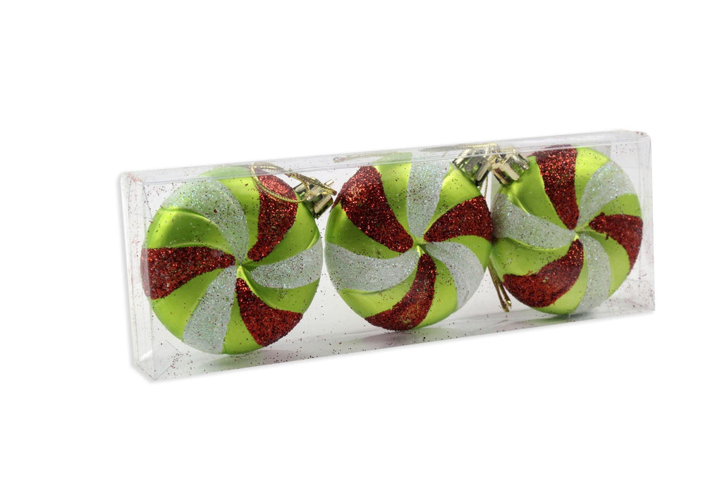 Christmas Decorative Hanging - Candy, Green And Red - Green 2.5 X 2.5, 1Box