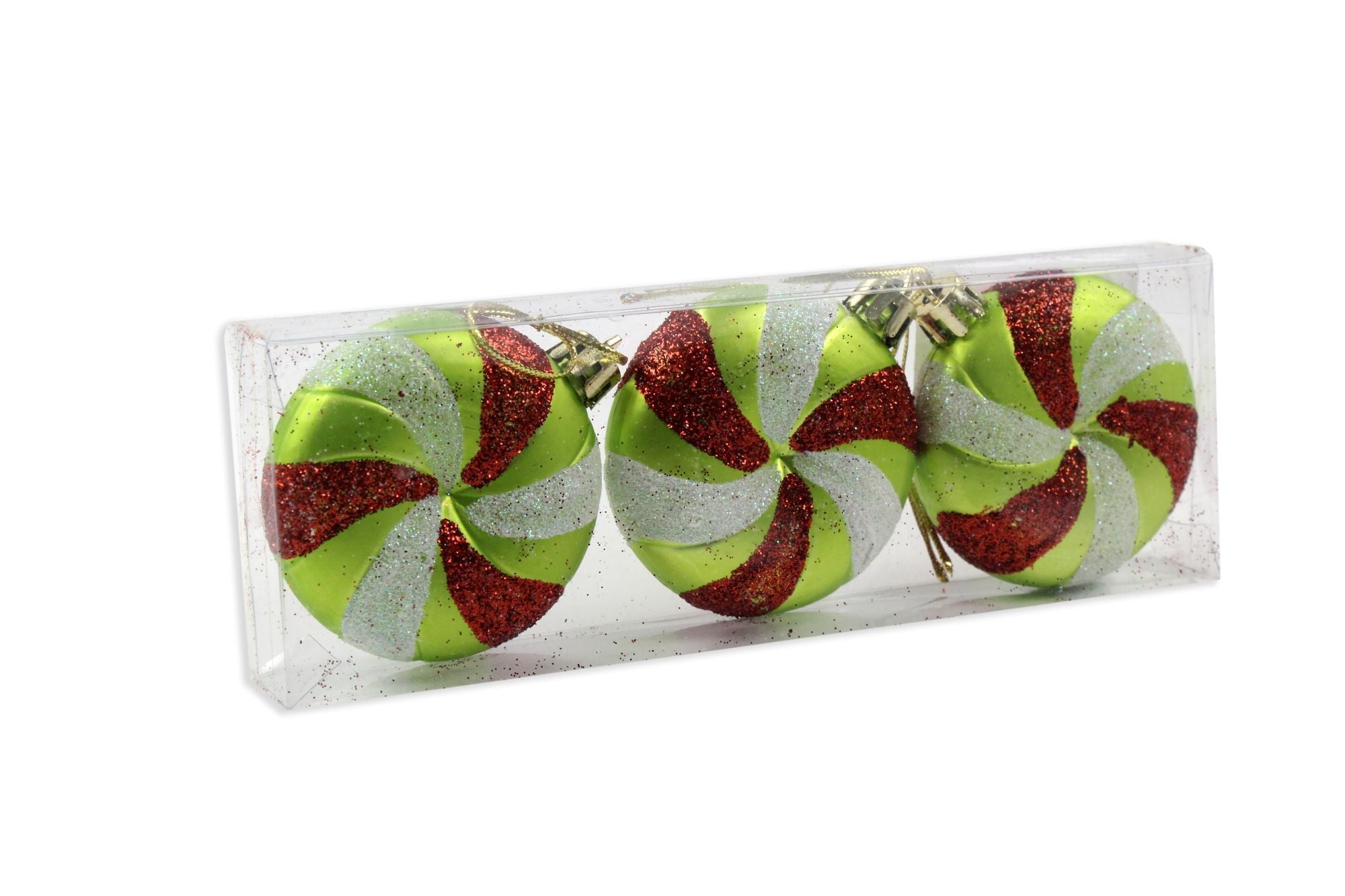 Christmas Decorative Hanging - Candy, Green And Red - Green 2.5 X 2.5, 1Box
