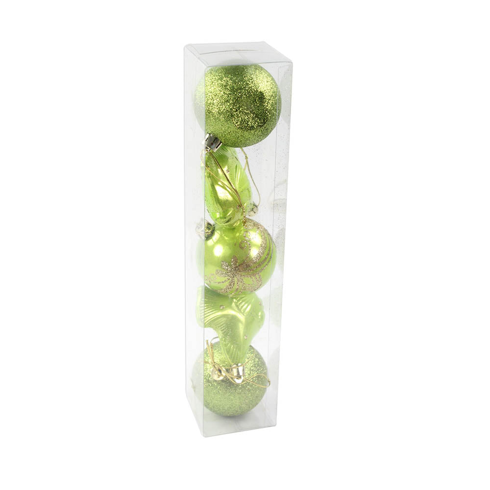 Christmas Decorative Glitter Baubles - Green 1Box