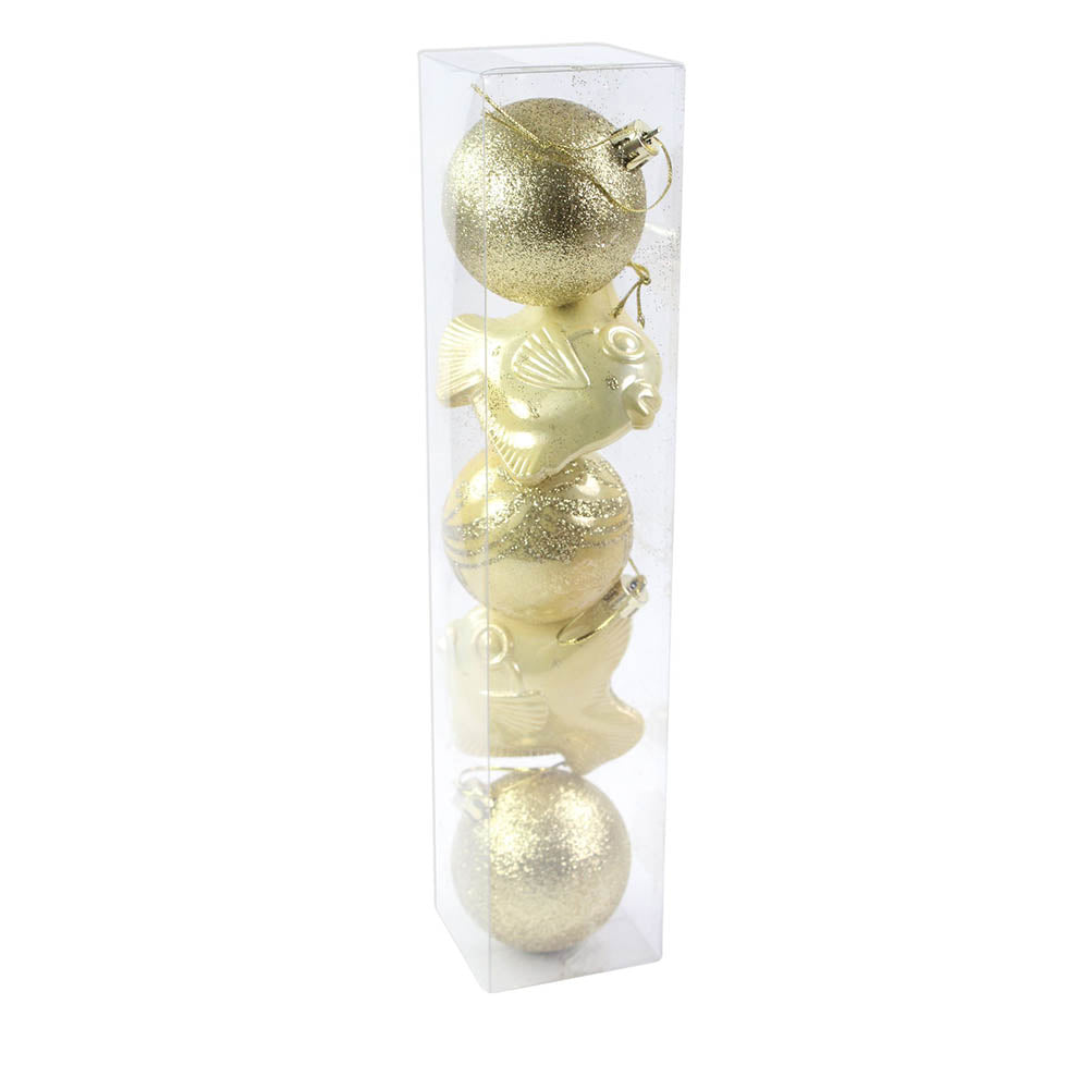 Christmas Decorative Glitter Baubles - Gold, 1Box