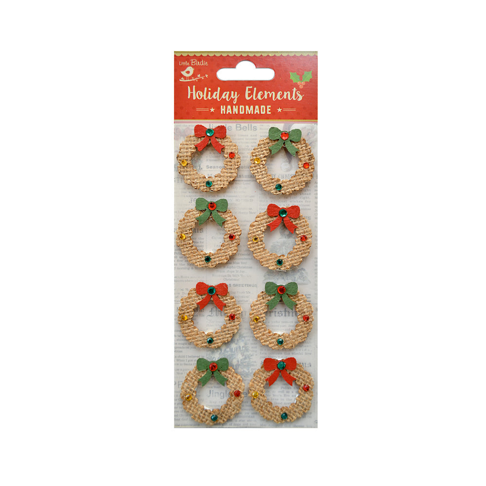 Itsy Bitsy Christmas Stickers - Burlap Wreath, 8pc