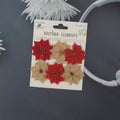 Christmas Burlap Poinsettia Natural & Red 6Pcs