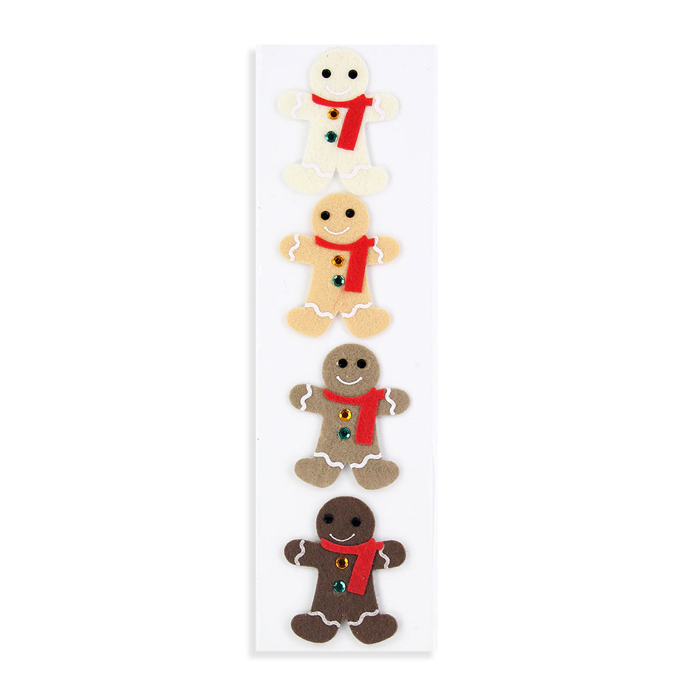 Itsy Bitsy Christmas 3D Emb Gingerbread Man 4pcs Assorted Coolour