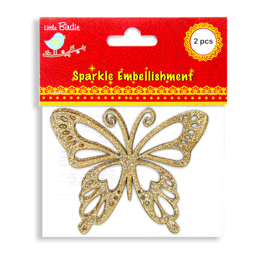 Itsy Bitsy Sparkle Stickers Butterfly - Gold, 2Pc