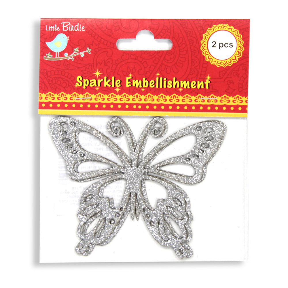 Itsy Bitsy Sparkle Stickers Butterfly - Silver, 2pc