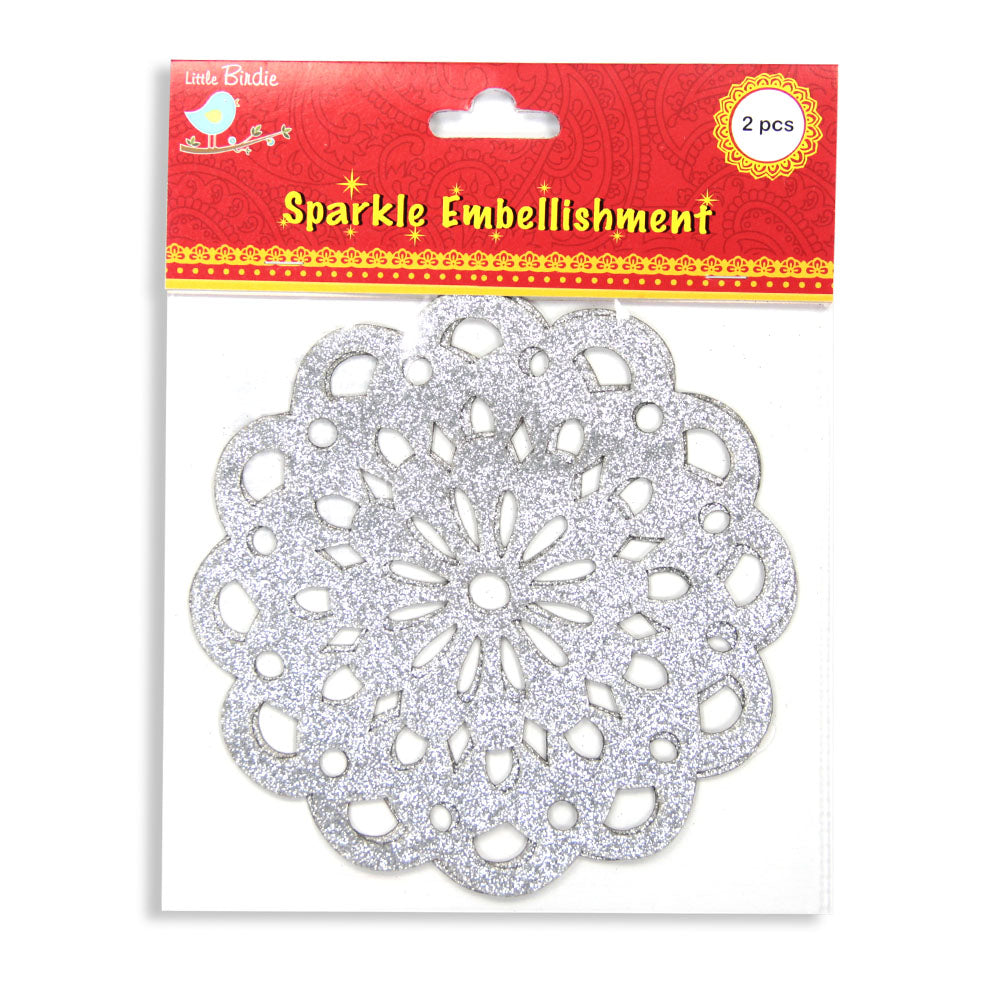 Itsy Bitsy Sparkle Stickers Doily - Silver, 2Pc