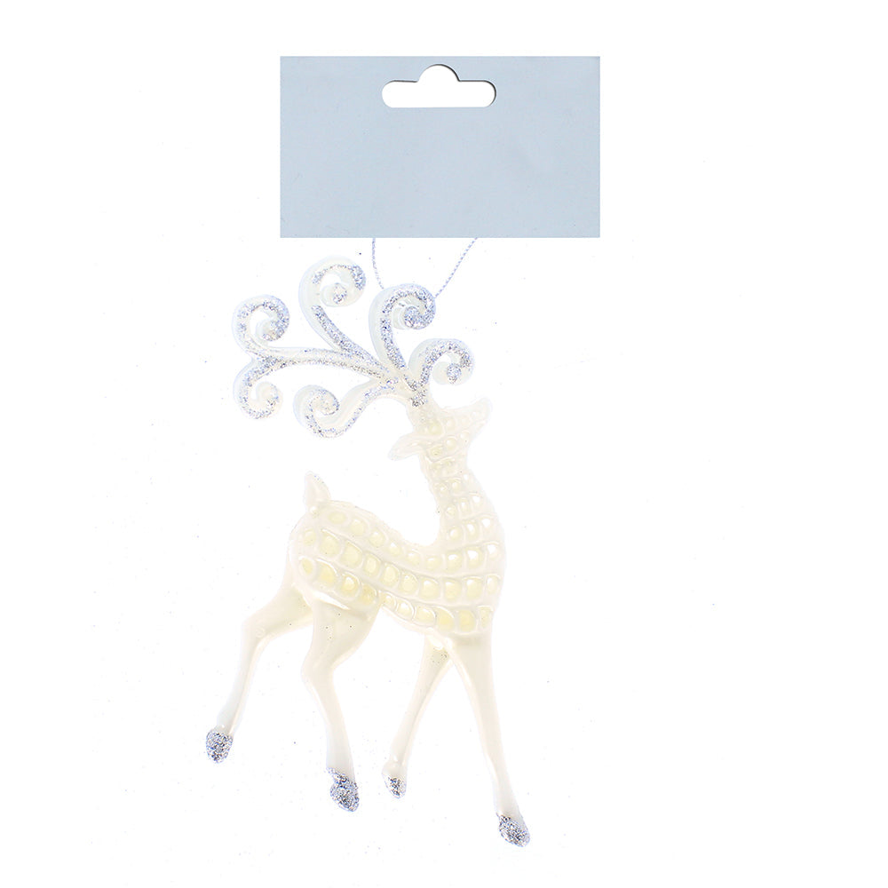 Christmas Decorative Hanging 1Pc- Glitter Reindeer Silver