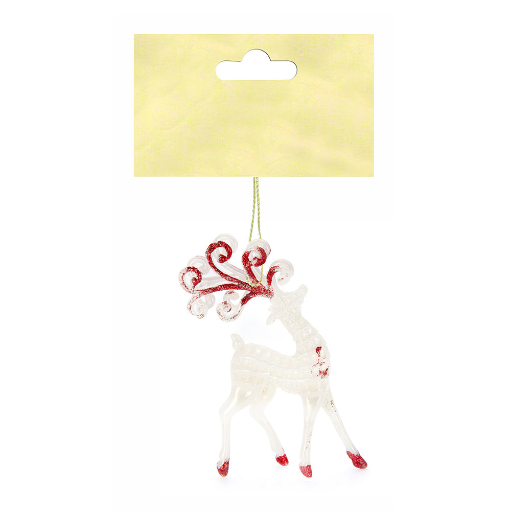 Christmas Decorative Hanging 1Pc- Glitter Reindeer Red