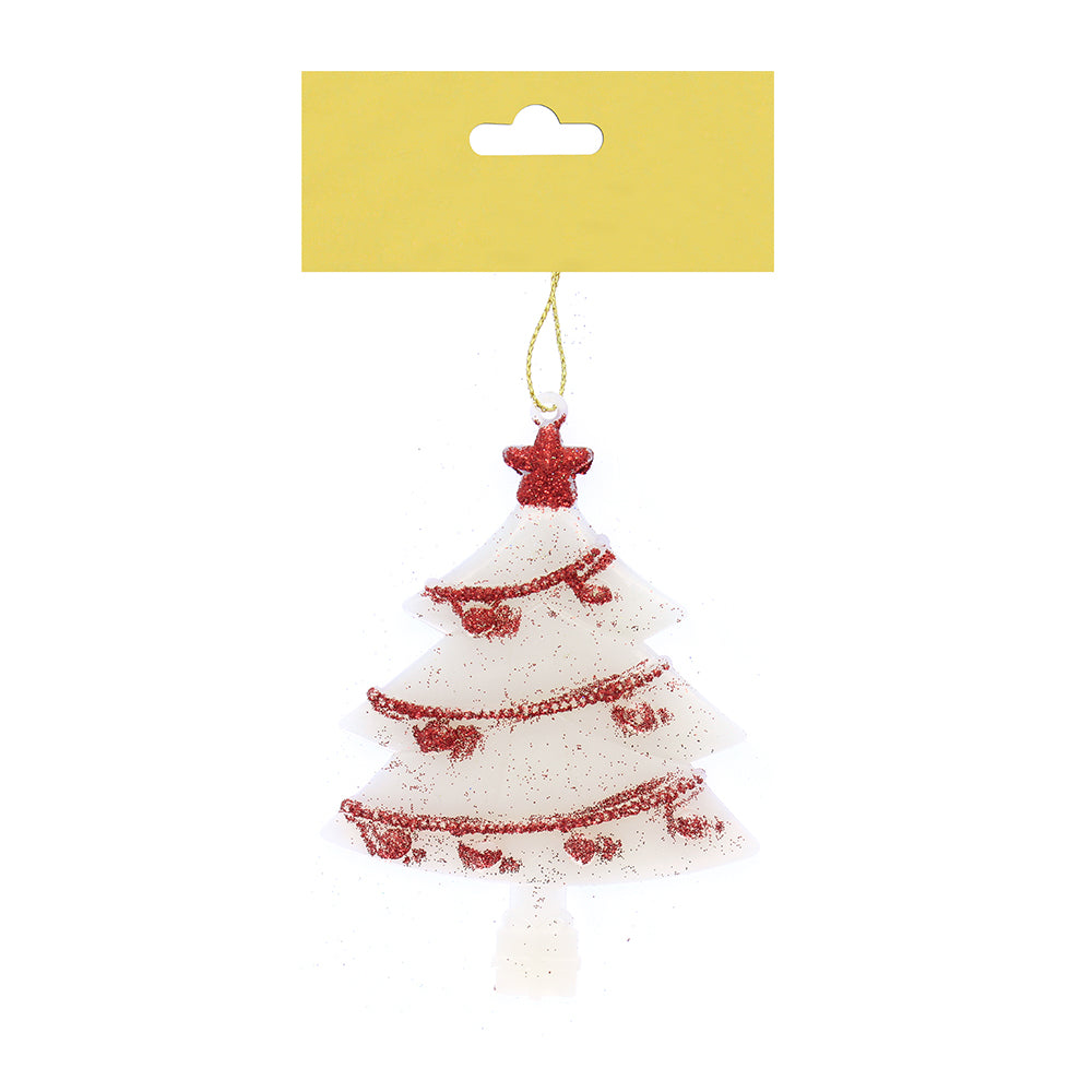 Christmas Decoration Hanging 1Pc- Glitter X-Mas Tree Red