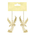 Christmas Decoration Hanging 2Pc- Glitter Angel Gold