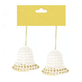 Christmas Decoration Hanging 2Pc- Beaded Glitter Bell Gold