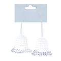 Christmas Decoration Hanging 2Pc- Beaded Glitter Bell Silver