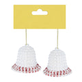 Christmas Decoration Hanging 2Pc- Beaded Glitter Bell Red