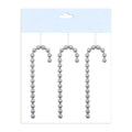 Christmas Decoration Hanging 140Mm- Beaded Glitter Candy Cane Silver