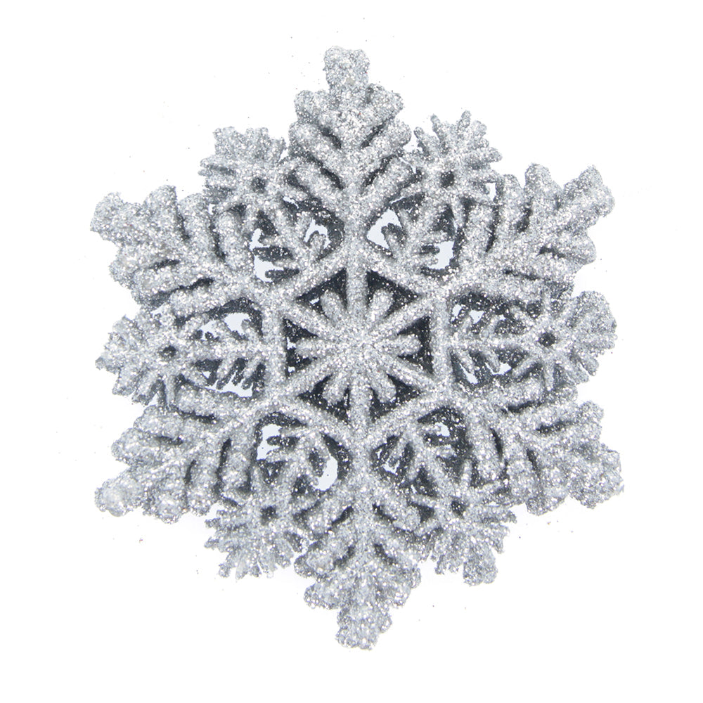 Christmas Decoration Hanging 100mm- Glitter Snowflake Silver