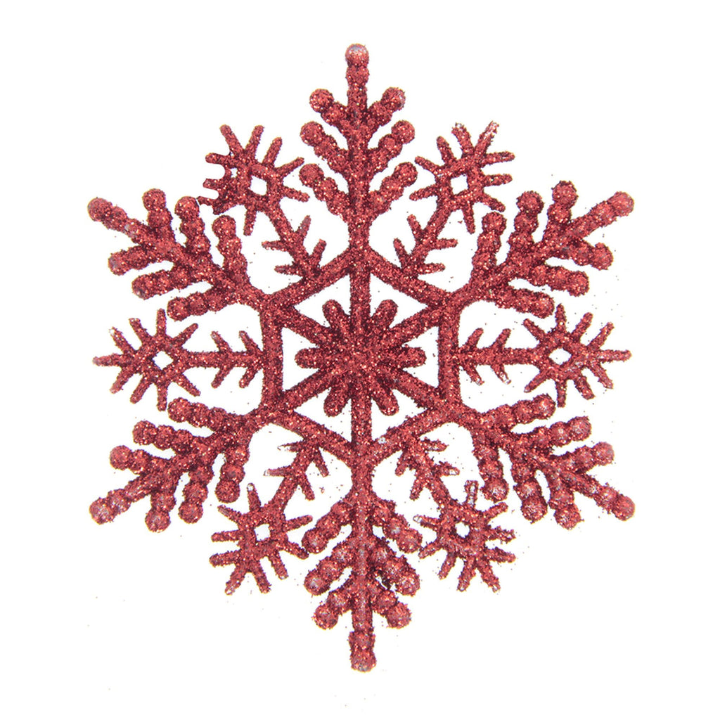 Christmas Decorative Hanging -Glitter Snowflake, Red, 100Mm, 1Pc