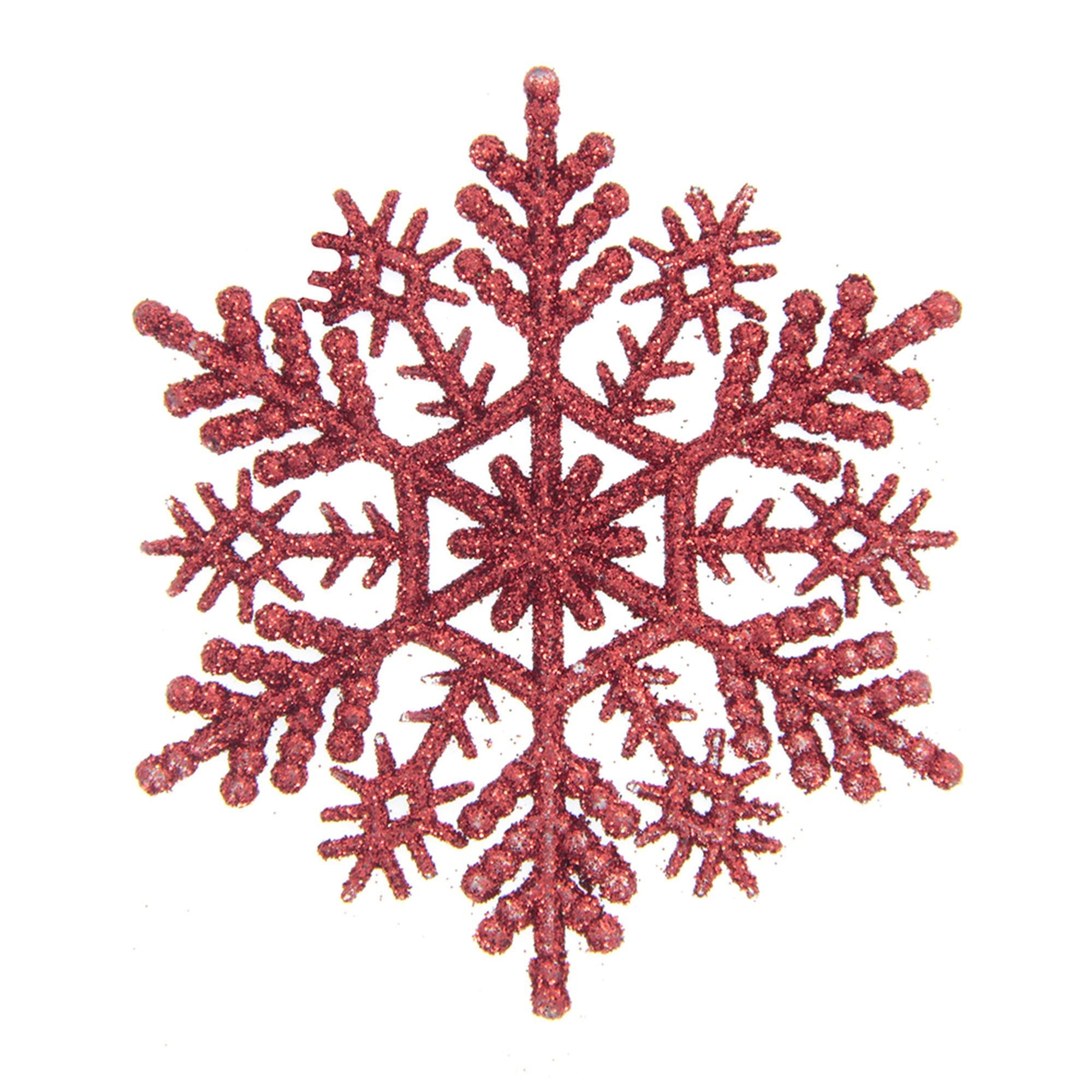 Christmas Decorative Hanging -Glitter Snowflake, Red, 100Mm, 1Pc