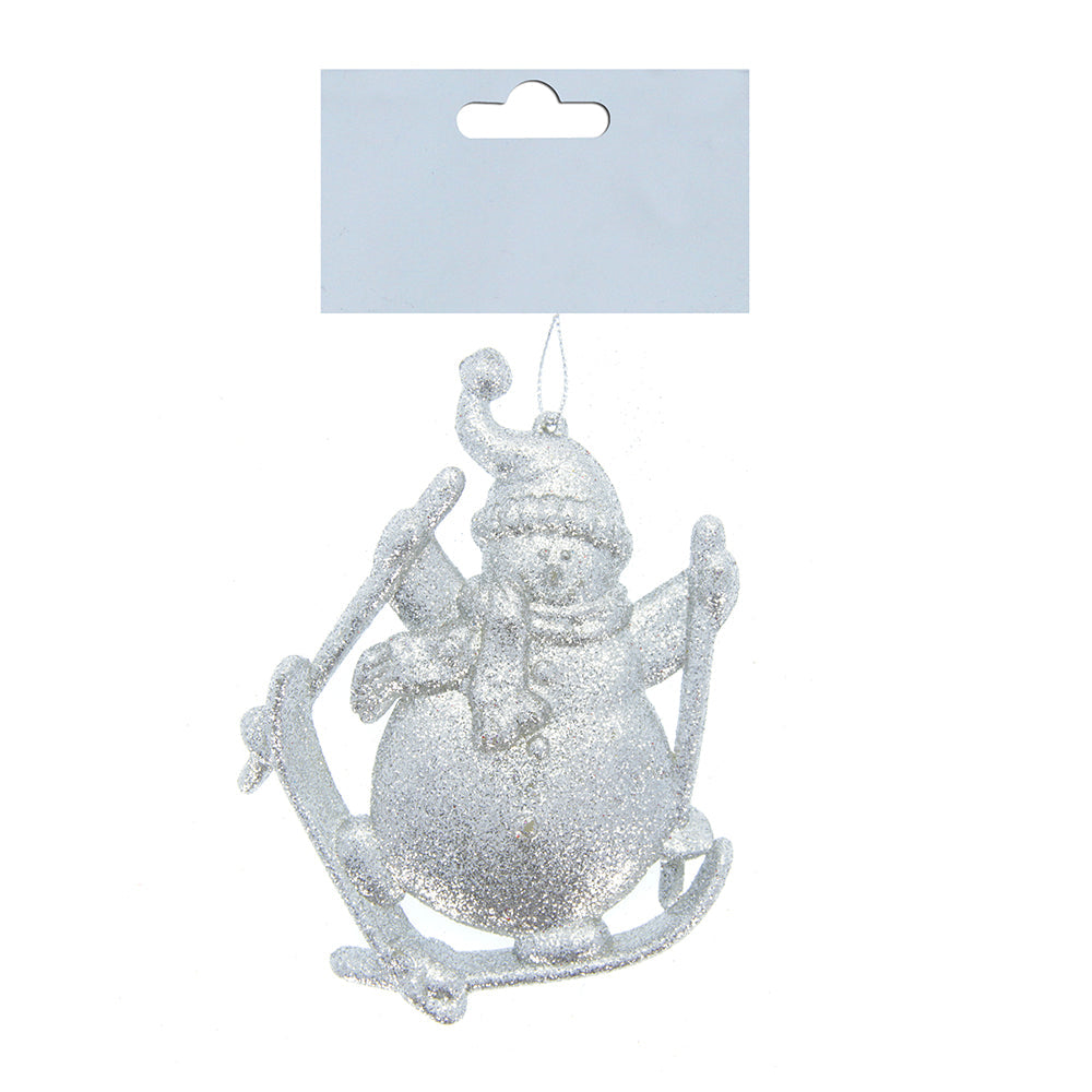 Christmas Decoration Hanging- Glitter Snowman Silver