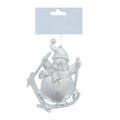 Christmas Decoration Hanging- Glitter Snowman Silver