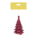 Christmas Decoration Hanging- Glitter X-Mas Tree Red