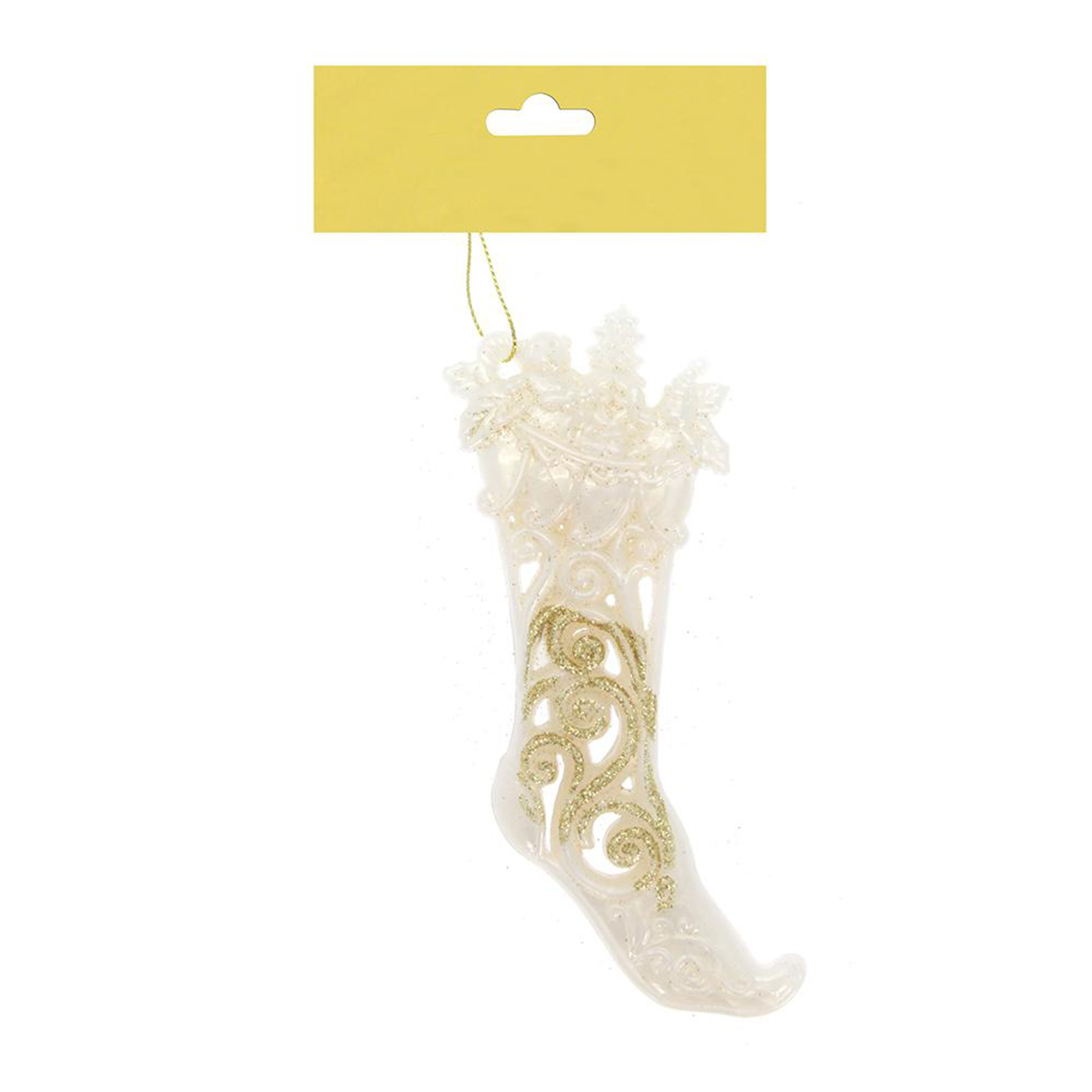 Christmas Decoration Hanging- Ornate Glitter Shoe Gold