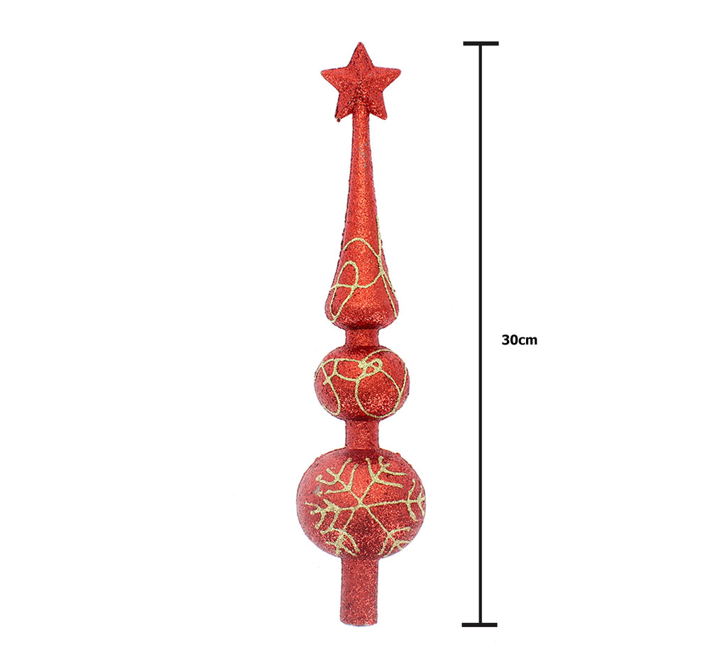 Christmas Finial Tree Topper 30Cm- Red