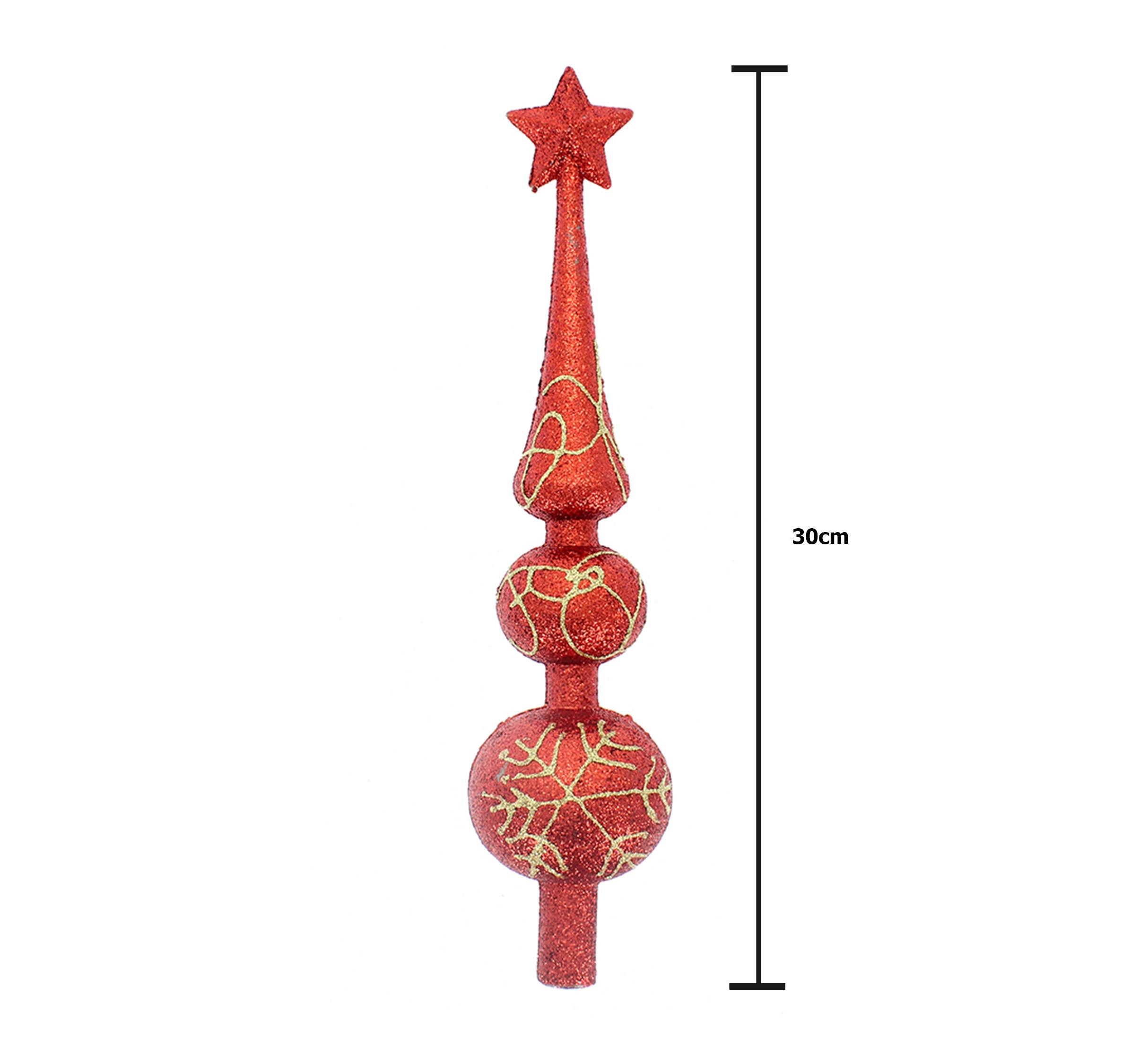 Christmas Finial Tree Topper 30Cm- Red