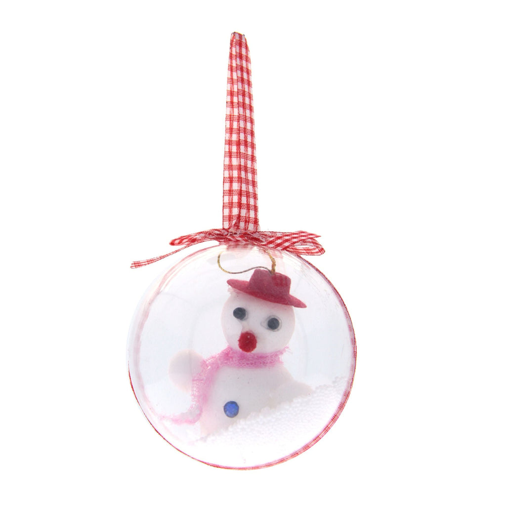 Christmas Decoration - Transparent Ball With Snownman, 7.5Cm, 1Pc