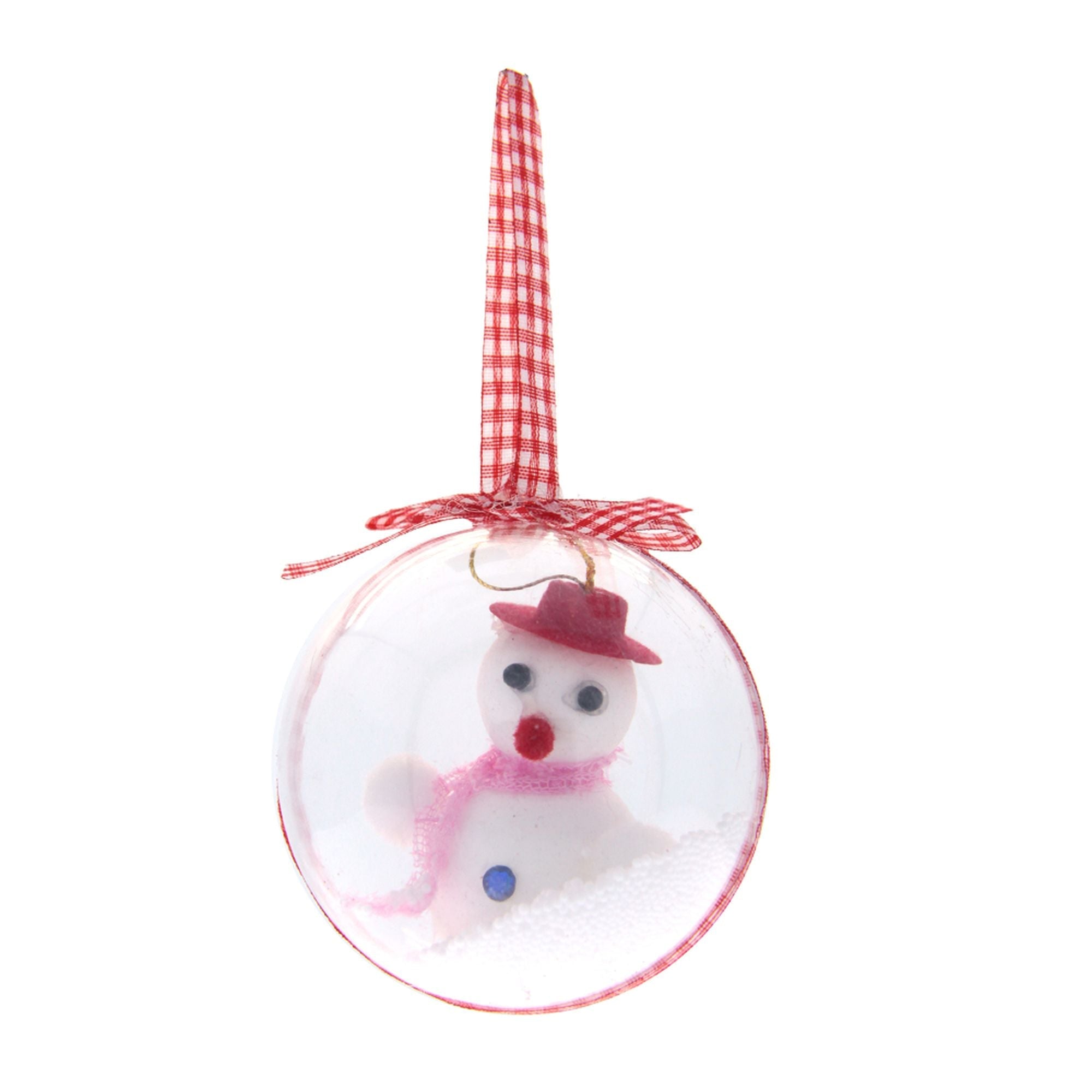 Christmas Decoration - Transparent Ball With Snownman, 7.5Cm, 1Pc