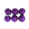 Christmas Decorative Hanging Glitter Baubles 6Pc- Purple