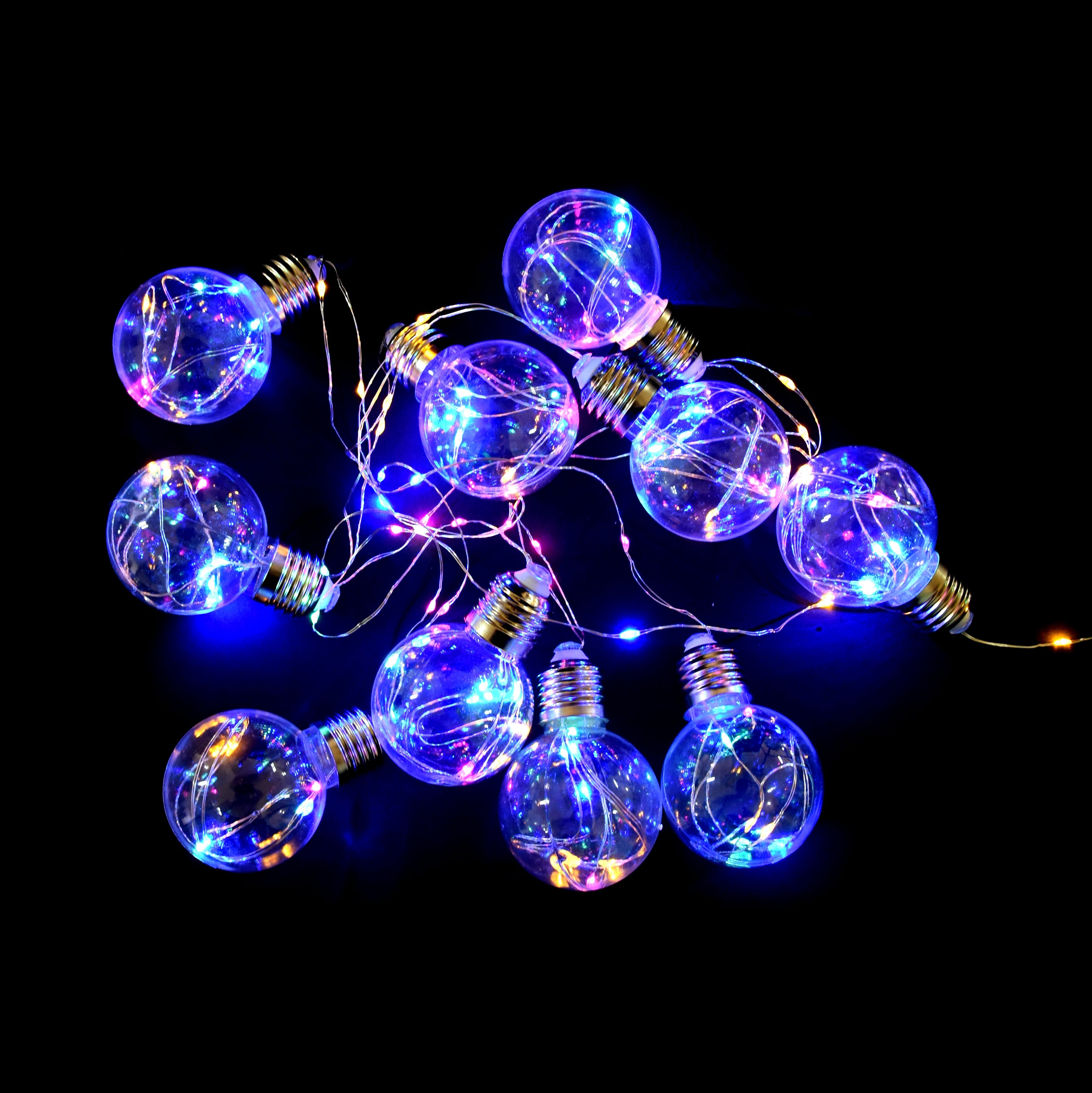Multi Coloured Led String Light Bulbs - 100 Bulbs, 10Mtr