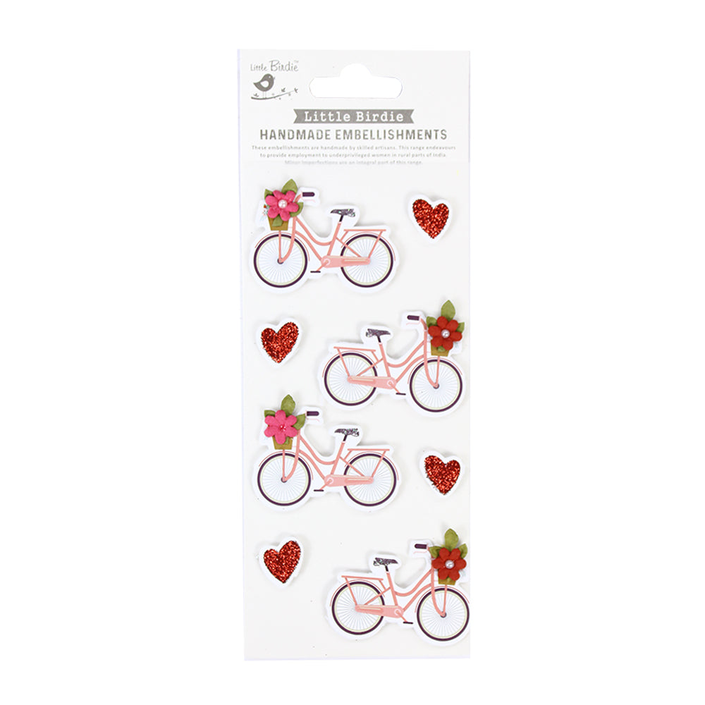 Little Birdie Glitter Stickers Love Ride, 8pc