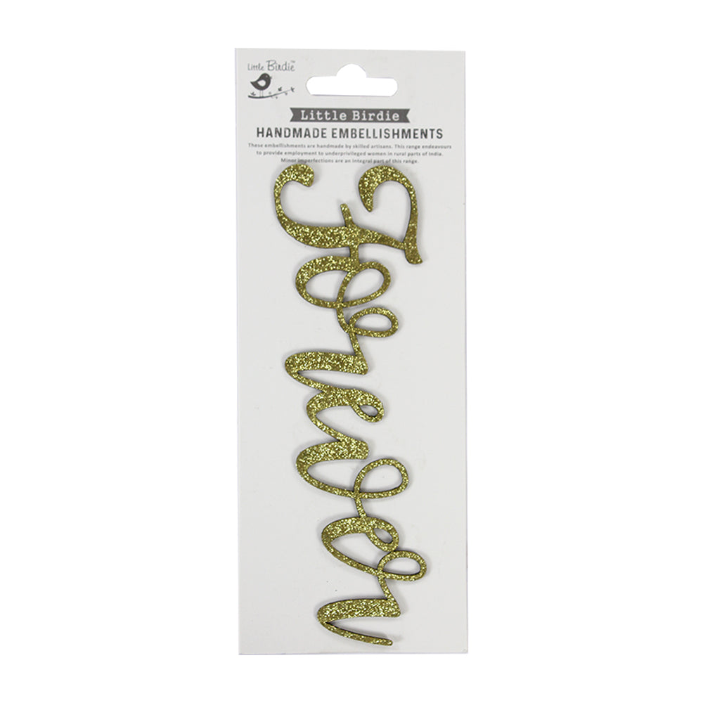 Little Birdie Glitter Chipboard Shape-Sparkle Forever, 1pc