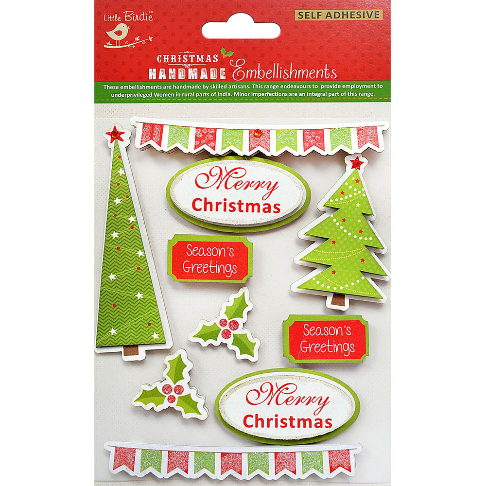 Christmas 3D Stickers - Tree, 10Pc