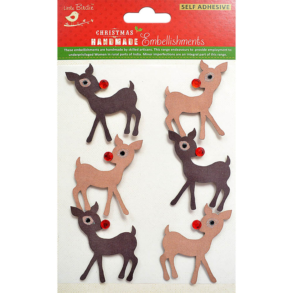 Christmas Stickers - Reindeer, 6Pc
