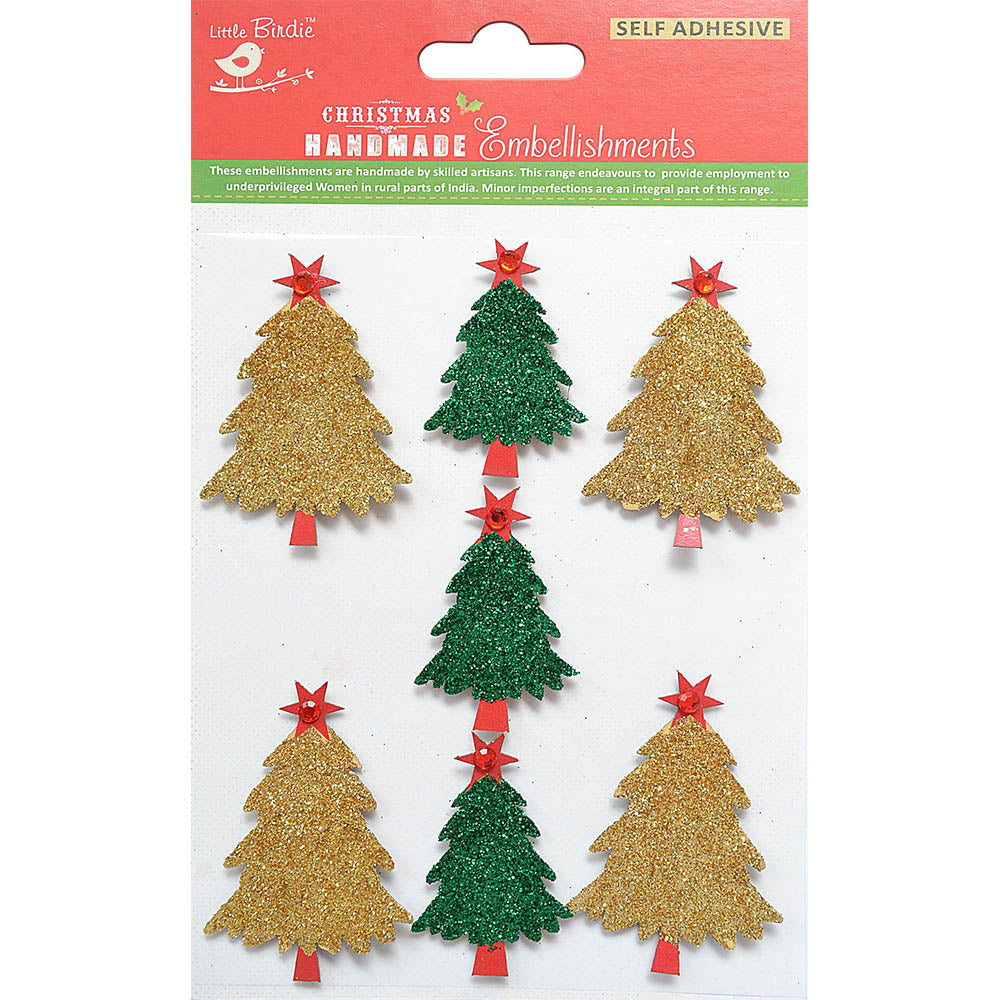Christmas Glitter Stickers - Tree, 7Pc