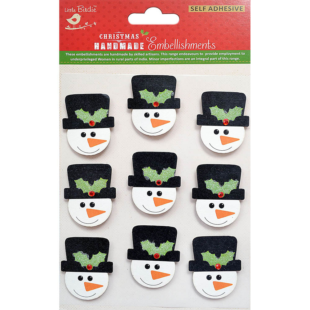 Christmas Glitter Stickers - Snowman, 9Pc