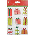 Glitter Christmas Stickers -  Festive Gifts, 9Pc